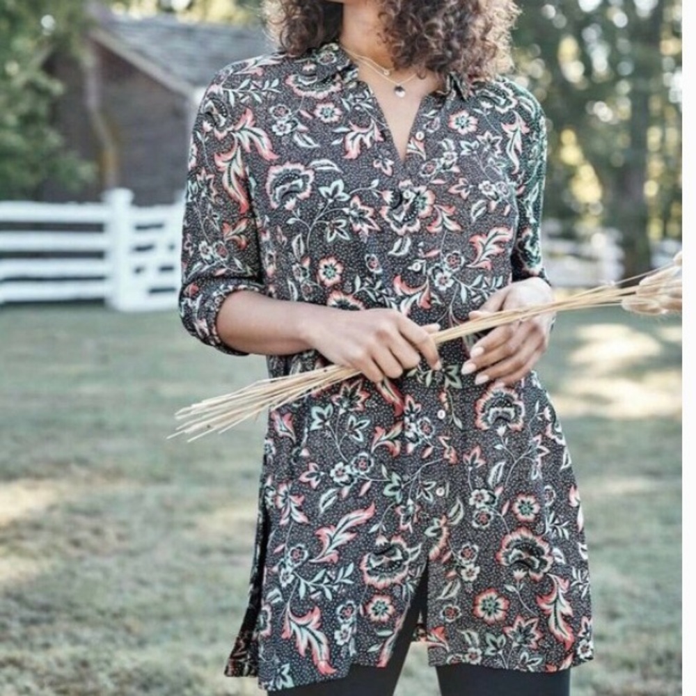 J Jill “Marvel” Floral Tunic Blouse NWT